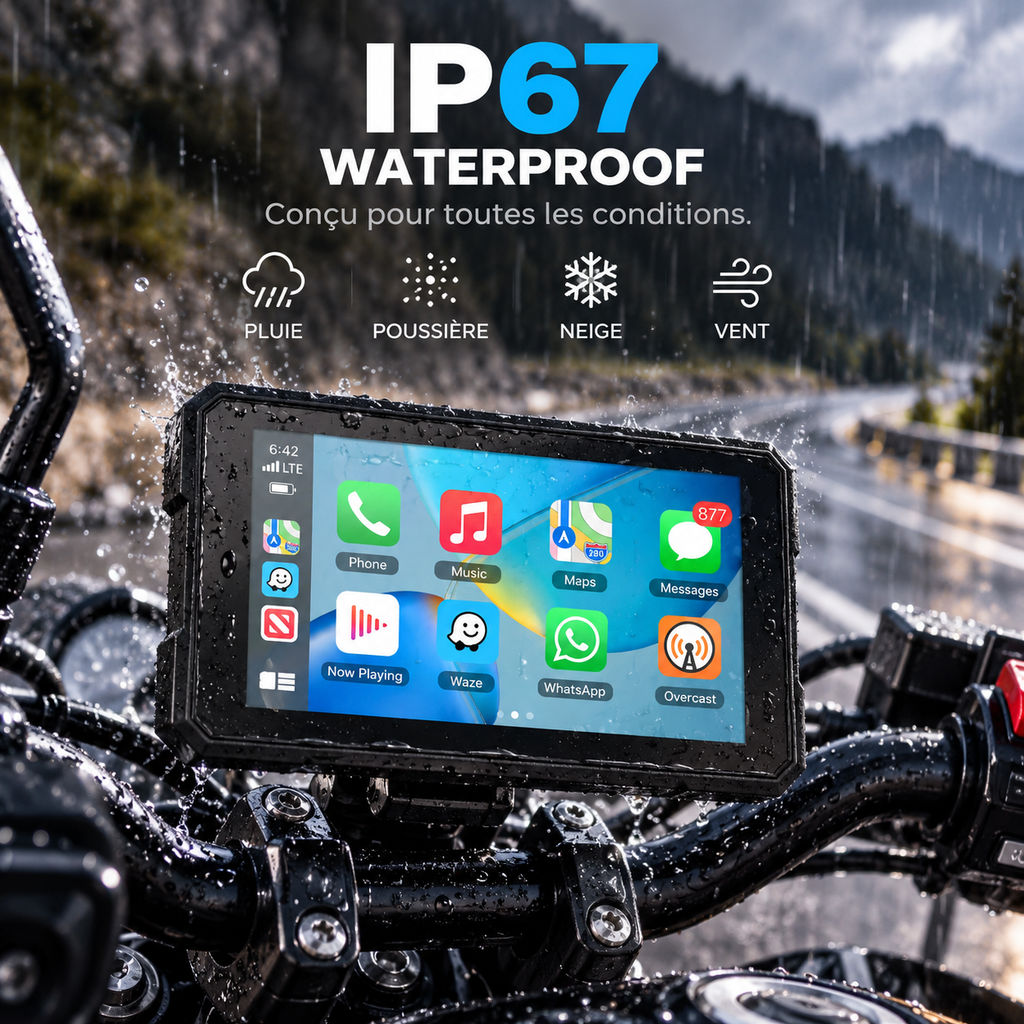 Écran CarPlay & Android Auto pour Moto - Waterproof IP67
