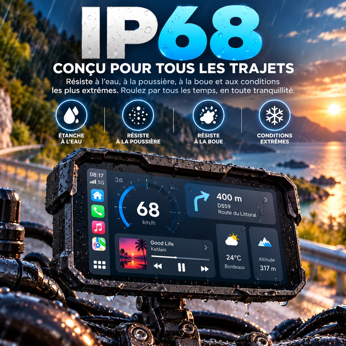 Écran CarPlay & Android Auto pour Moto - Elite