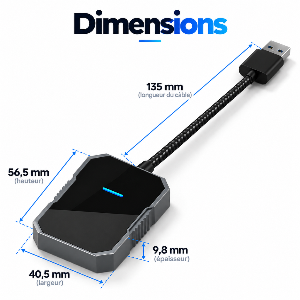 Adaptateur CarPlay & Android Auto Sans Fil – Essential