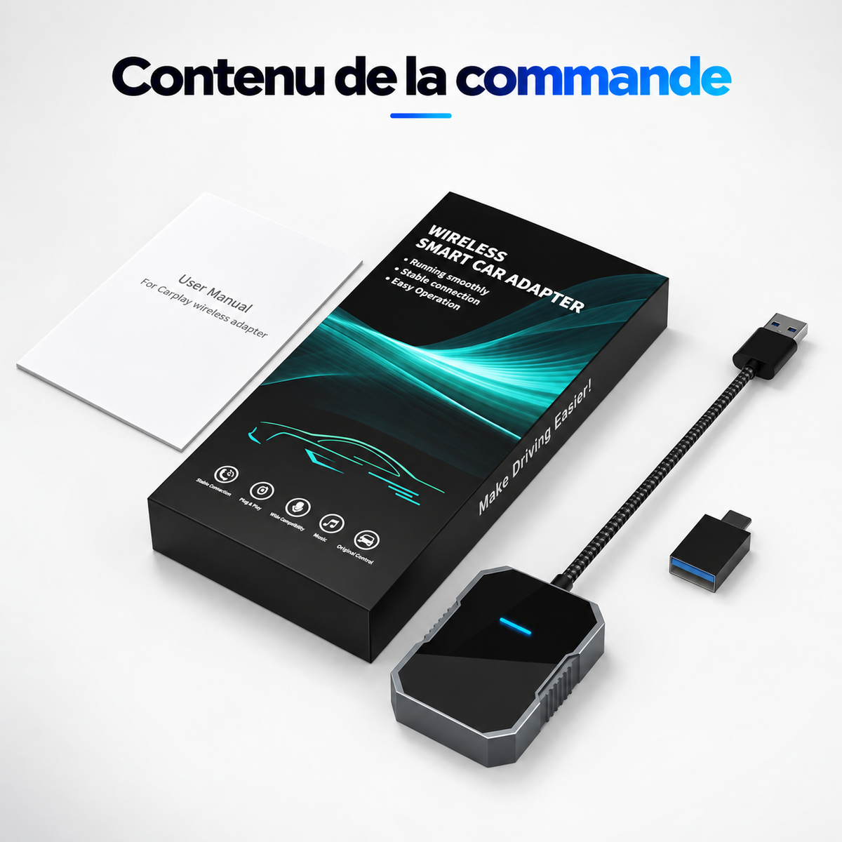 Adaptateur CarPlay & Android Auto Sans Fil – Essential