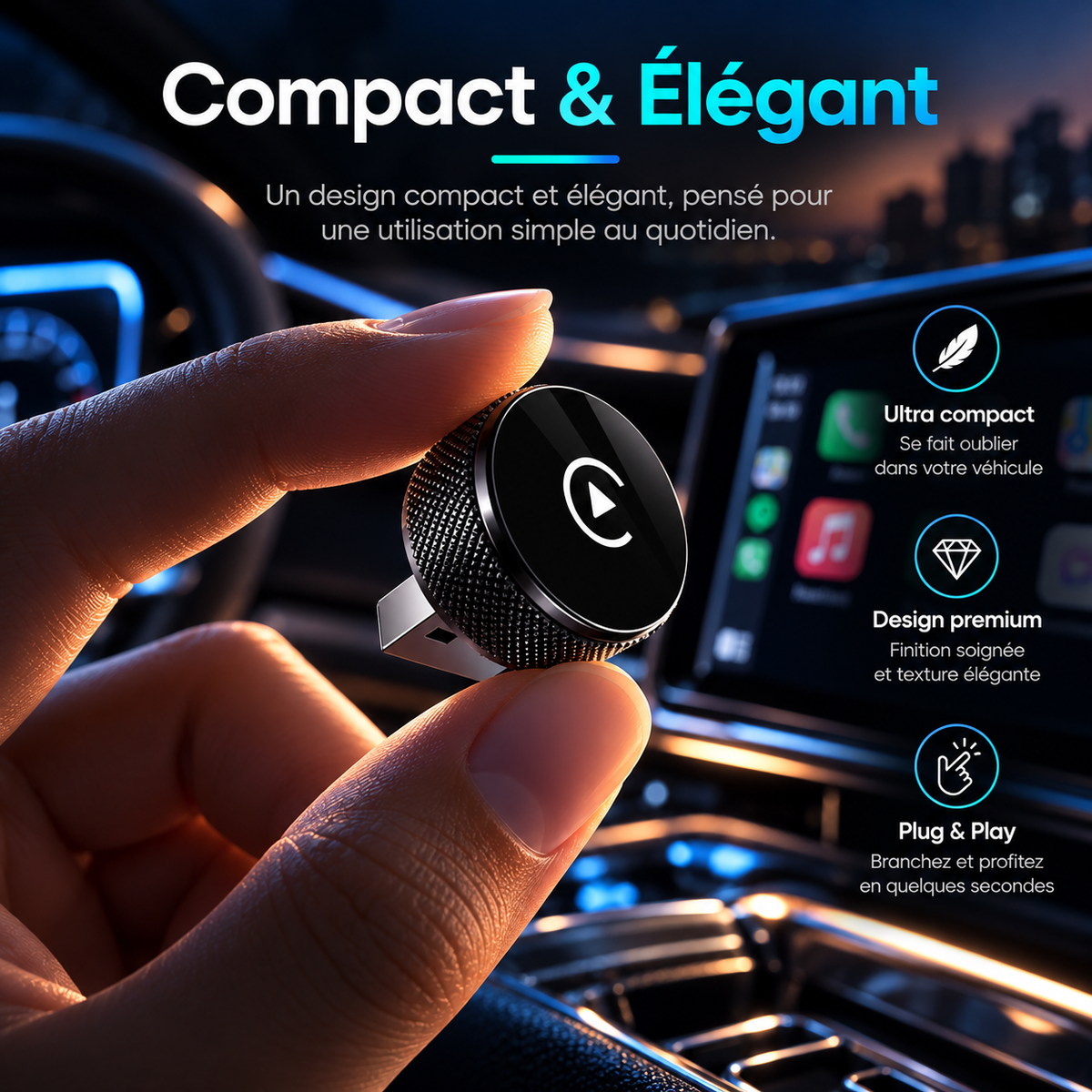 Adaptateur CarPlay & Android Auto Sans Fil – Pro