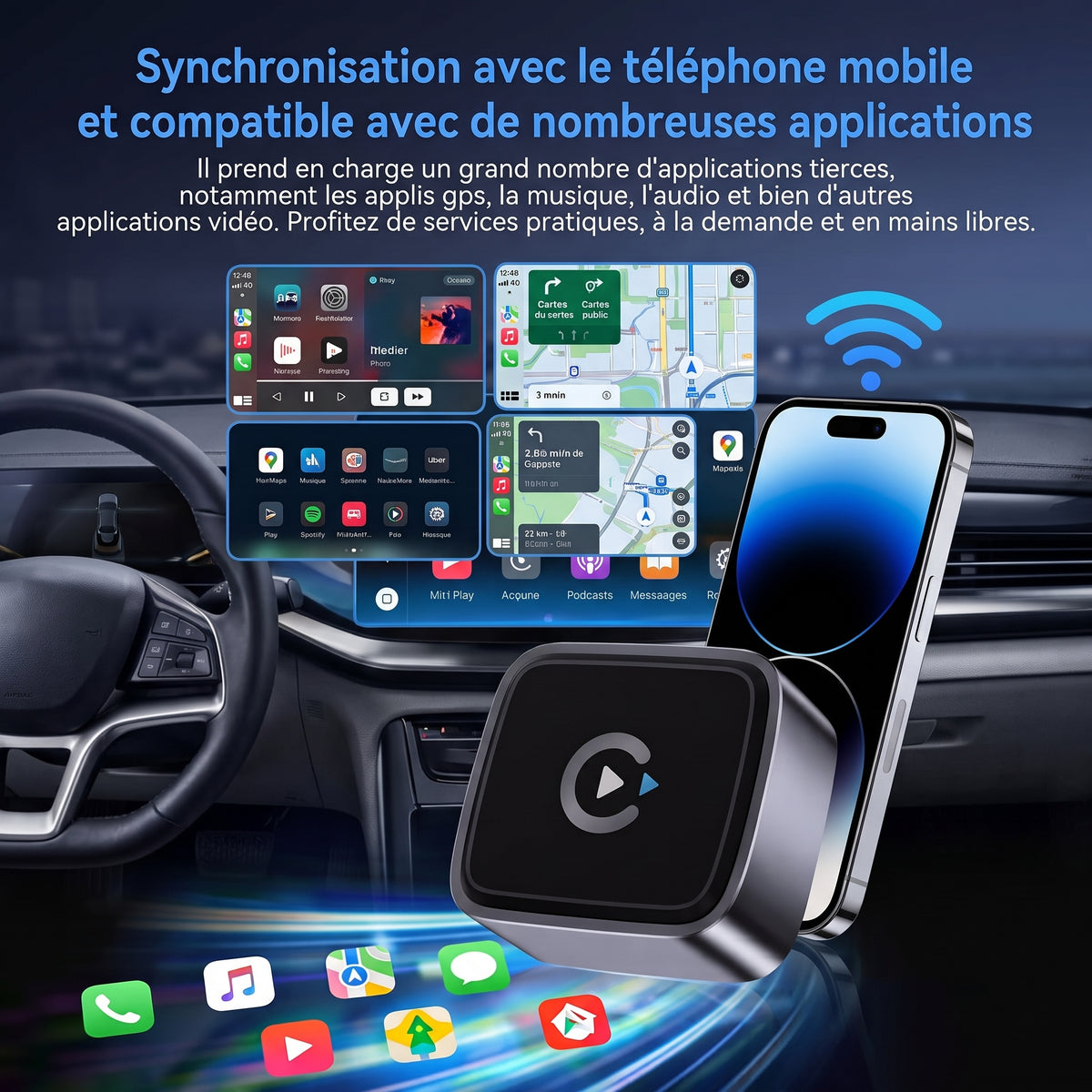Adaptateur CarPlay & Android Auto Sans Fil – Standard