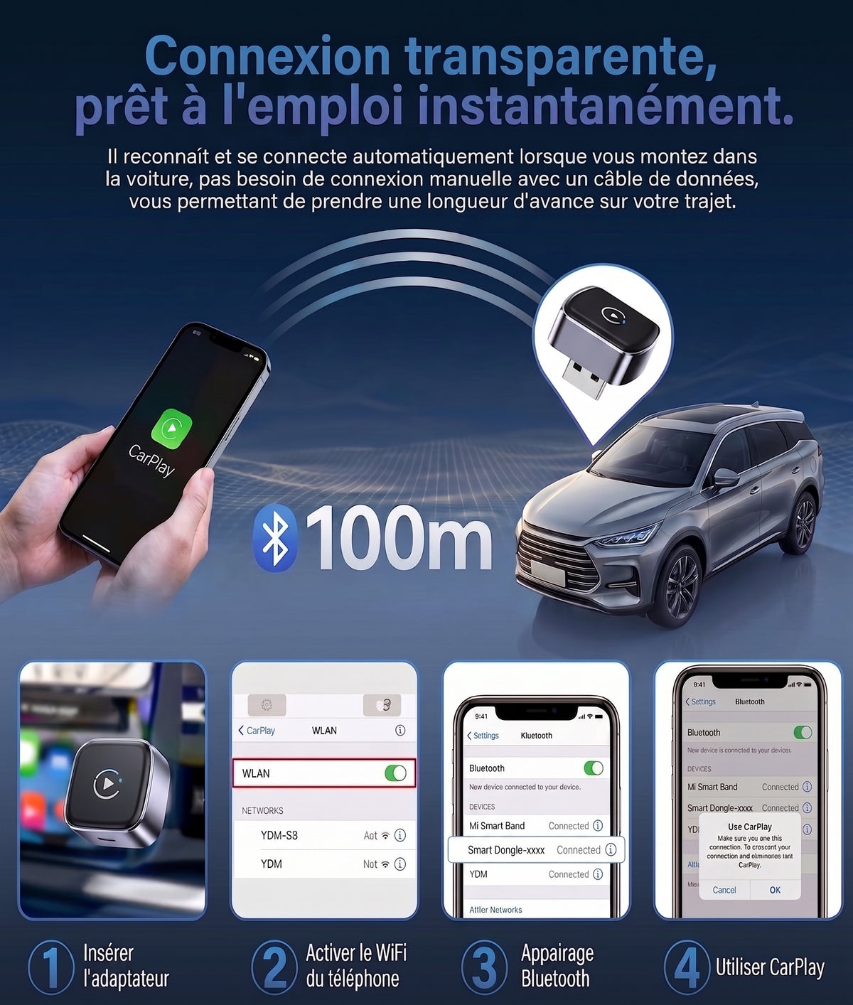 Adaptateur CarPlay & Android Auto Sans Fil – Standard